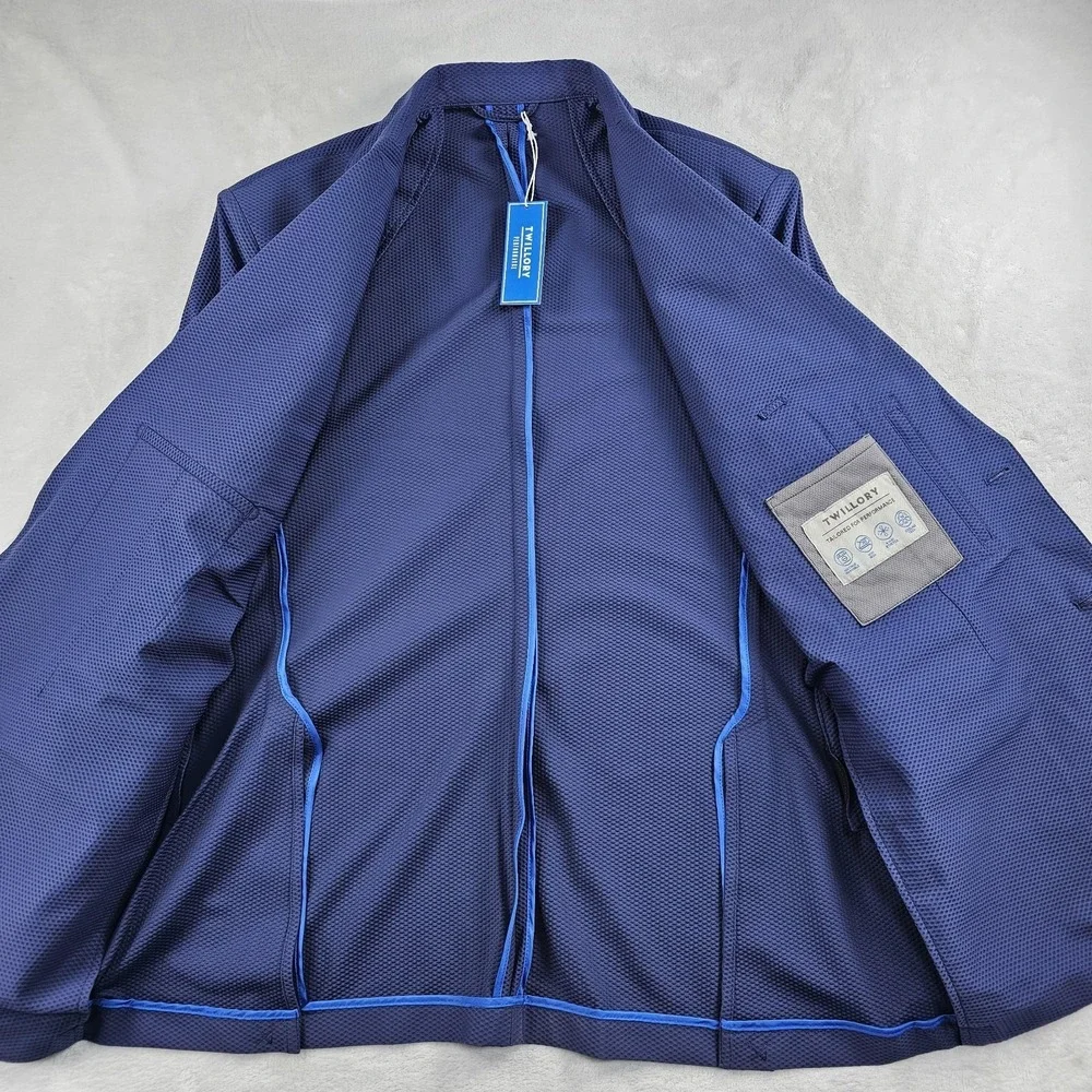 NEW Twillory AIR Blazer Mens 48L Tailored Fit Fit:T Ventilated Unstructured Blue